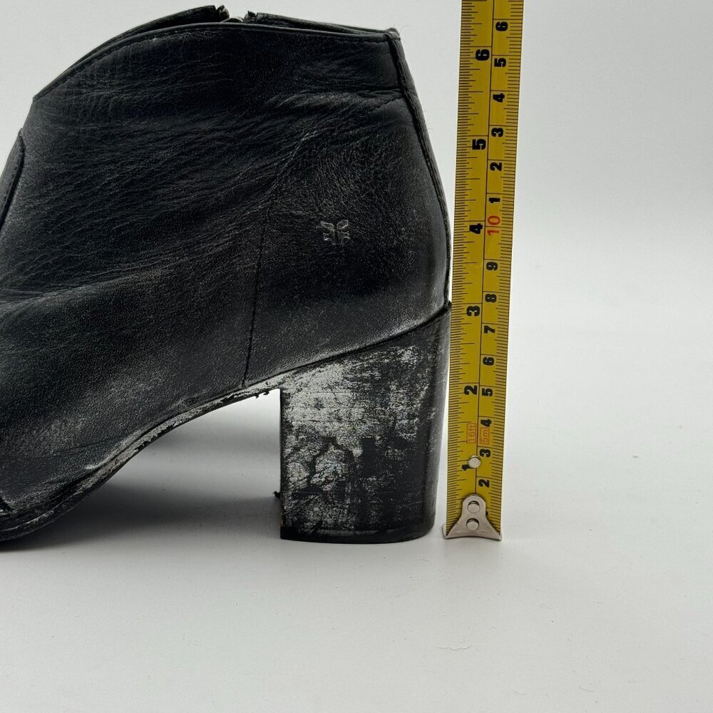 FRYE Womens 7.5 Metallic Black Leather Nora Ankle Boots Cowgirl Giddy Up Booties - Picture 10 of 10